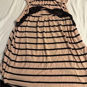 Striped Sleeveless Top with Lace Detail